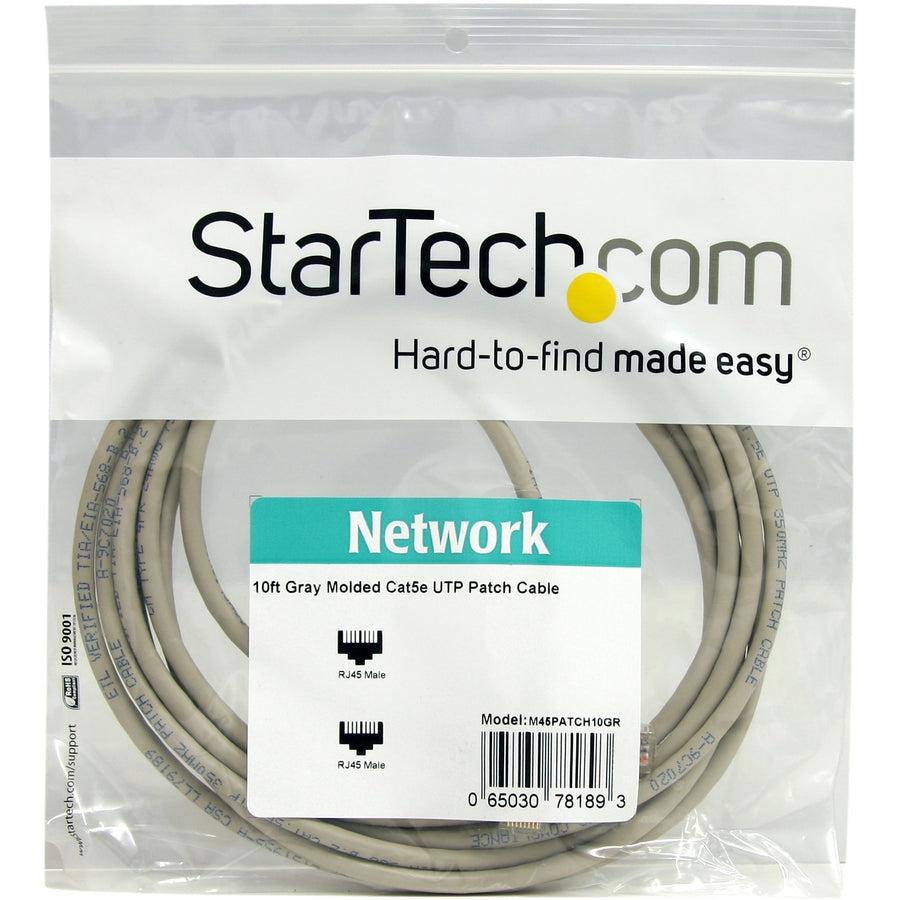 Startech.Com 10 Ft Cat5E Gray Molded Rj45 Utp Cat 5E Patch Cable - 10Ft Patch Cord