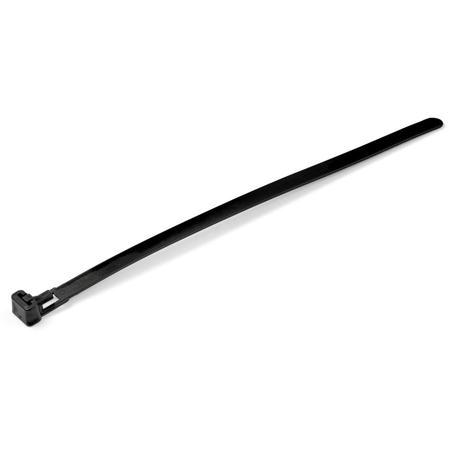 Startech.Com 100 Pack 8" Reusable Cable Ties - Black Large Releasable Nylon/Plastic Zip Tie -