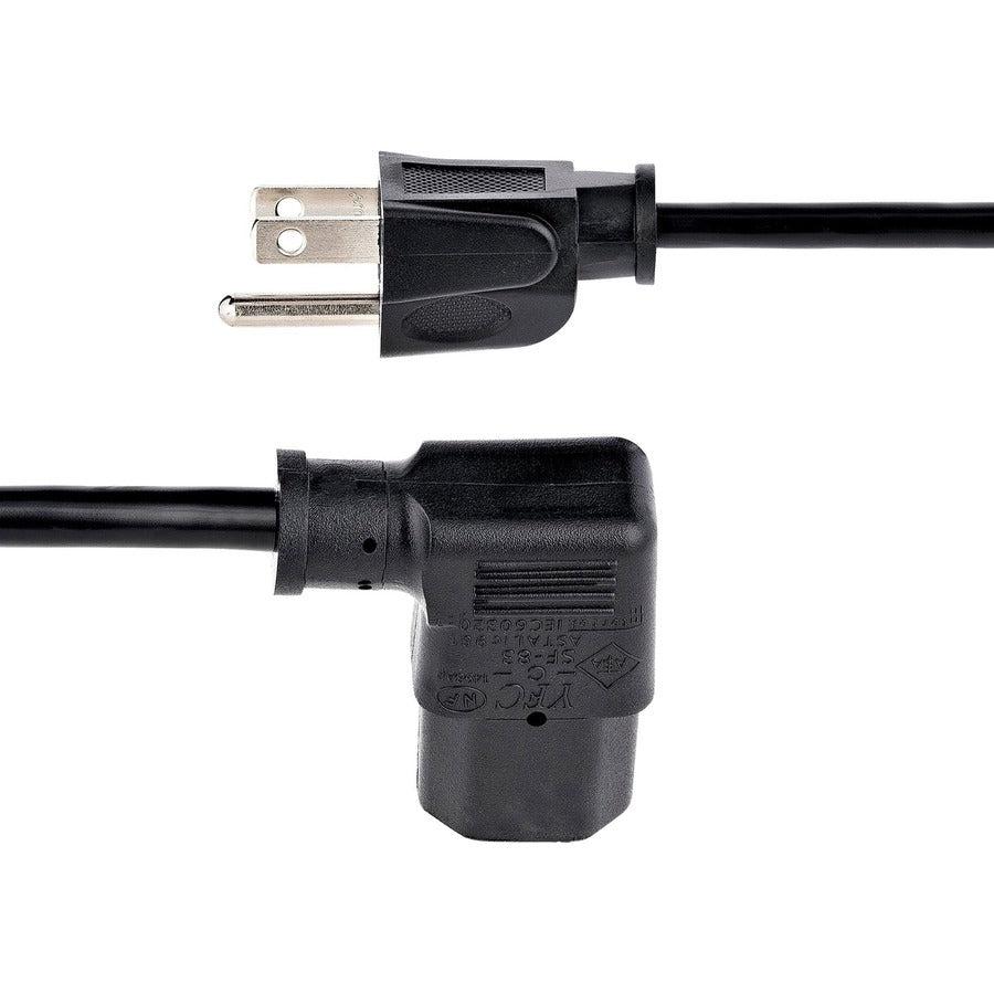 Startech.Com 10Ft (3M) Computer Power Cord, 18Awg, Nema 5-15P To Right Angle C13, 10A 125V, Black