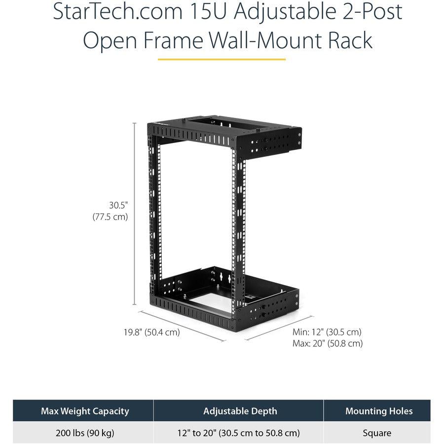 Startech.Com 15U 19" Wall Mount Network Rack - Adjustable Depth 12-20" 2 Post Open Frame Server Room