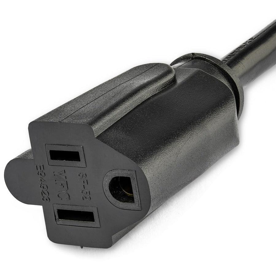 Startech.Com 1Ft (30Cm) Power Extension Cord, Right Angle Nema 5-15P To Nema 5-15R, 13A 125V, 16Awg,