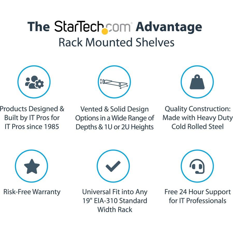 Startech.Com 1U Server Rack Shelf - Universal Rack Mount Cantilever Shelf For 19" Network Shelf-1U-12-Fixed-S