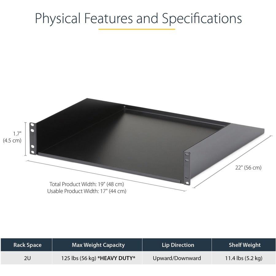 Startech.Com 2U Server Rack Shelf - Universal Rack Mount Cantilever Shelf For 19" Network Cabshelfhd