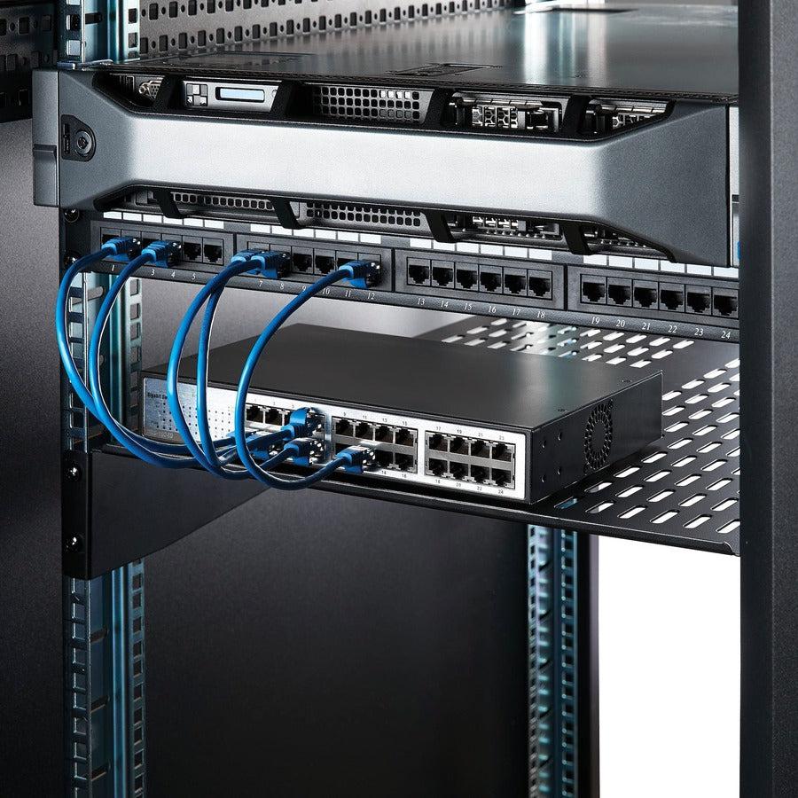 Startech.Com 2U Server Rack Shelf - Universal Vented Rack Mount Cantilever Tray For 19" Network Equipment Rack & Cabinet - Heavy Duty Steel  Weight Capacity 50Lb/23Kg - 22" Deep Shelf, Black