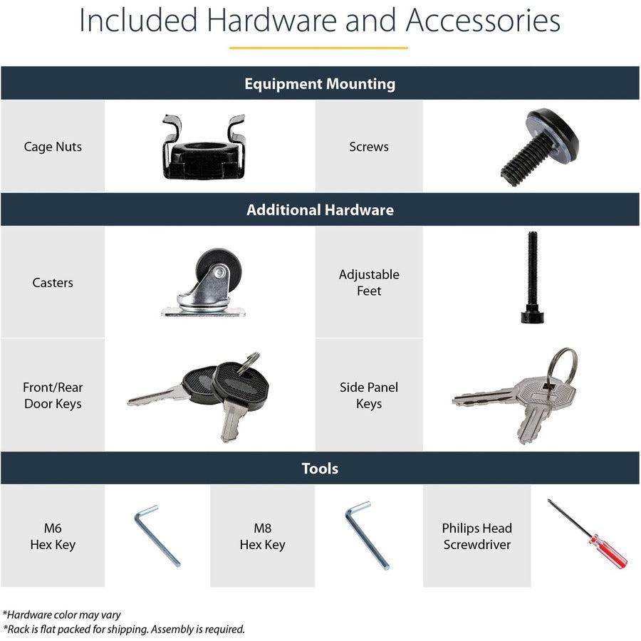 Startech.Com 32U 19" Server Rack Cabinet - Adjustable Depth 6-32" - Flat Pack - Lockable 4-Post