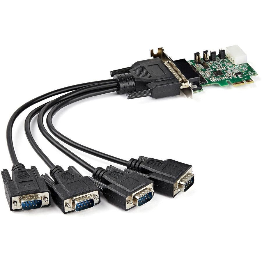 Startech.Com 4-Port Pci Express Rs232 Serial Adapter Card - Pcie Rs232 Serial Host Controller Card - Pcie To Serial Db9 - 16950 Uart - Low Profile Expansion Card - Windows/Linux