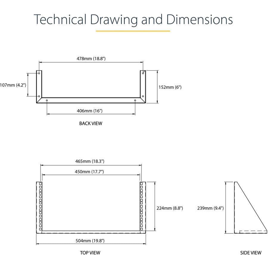 Startech.Com 5U Vertical Wall Mount Rack - 19In Low Profile Open Wall Mounting Bracket -
