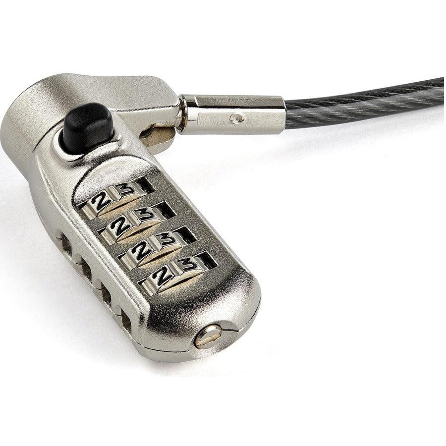 Startech.Com 6' (2M) 3-In-1 Universal Laptop Cable Lock - 4-Digit Combination Laptop/Desktop