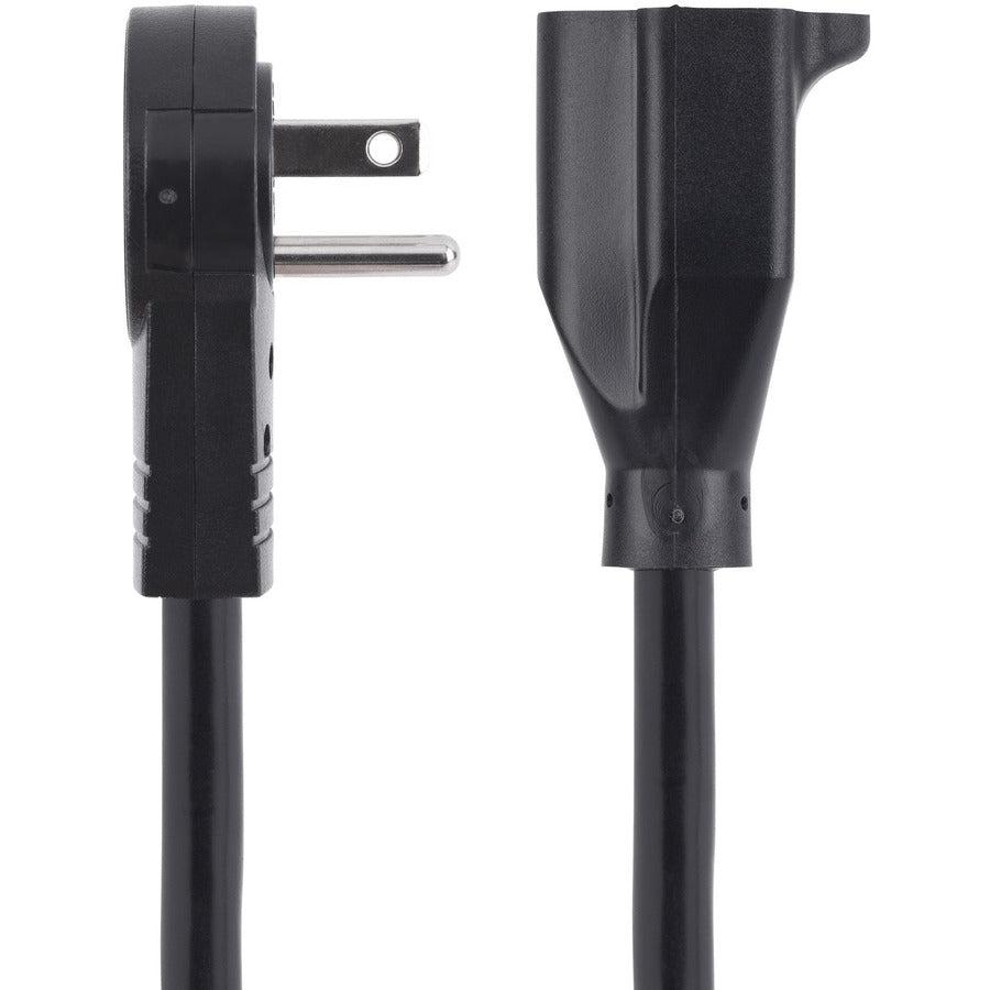 Startech.Com 6Ft (2M) Power Extension Cord - 360° Rotating Flat Plug Extension Cord - Nema 5-15P To Nema 5-15R, 16 Awg, 125V/15A - Black Short 3-Prong Power Extender Cable