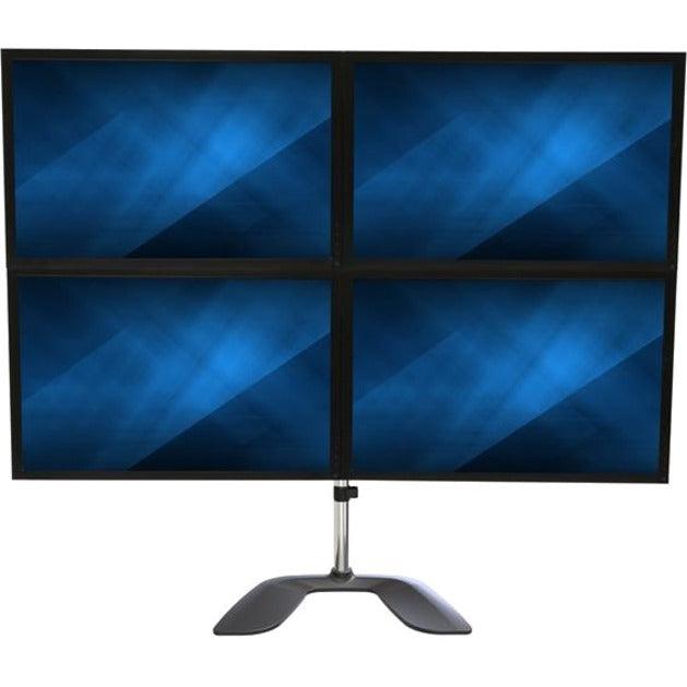 Startech.Com Desktop Quad Monitor Stand - Ergonomic Vesa 4 Monitor Arm (2X2) Up To 32" - Free Standing Articulating Universal Pole Mount - Height Adjustable/Tilt/Swivel/Rotate - Silver