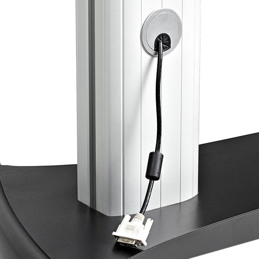 Startech.Com Dual Tv Cart For 37-60In Vesa Tvs Up To 110Lb/50Kg Each - Height Adjustable Tv Mount, Mobile Display Cart W/ Equipment Shelves - Rolling Tv Cart On Wheels - Rolling Tv Stand