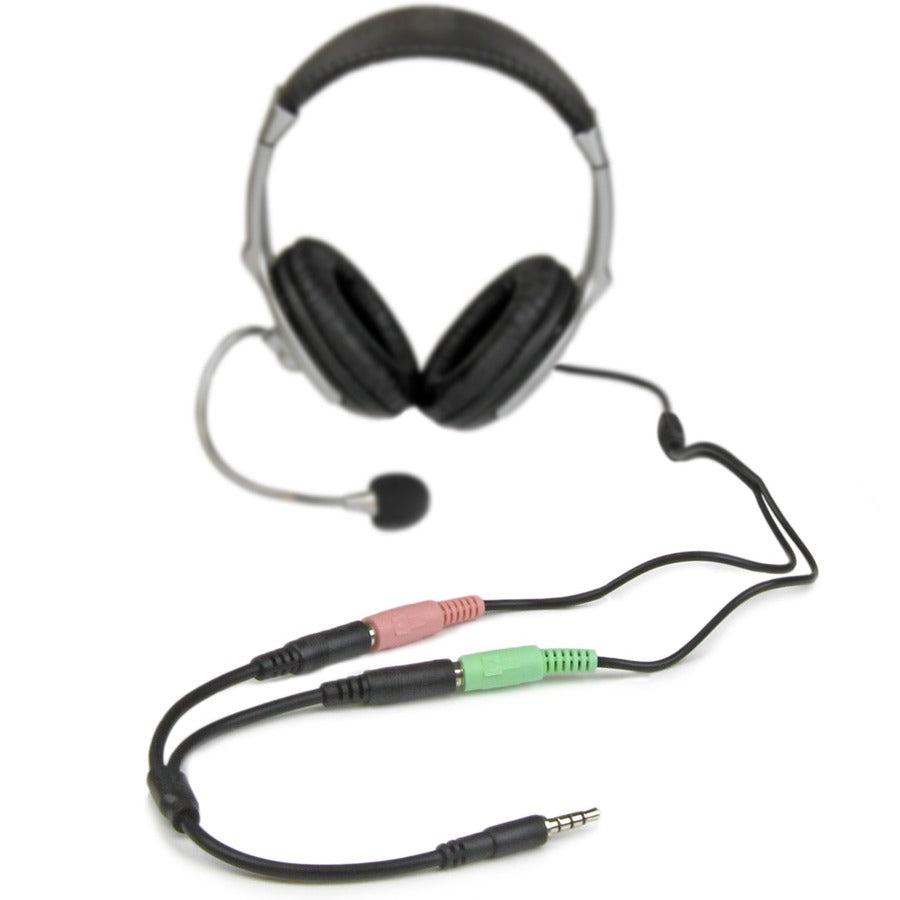 Startech.Com Headset Adapter For Headsets With Separate Headphone / Microphone Plugs - 3.5Mm 4 Position To 2X 3 Position 3.5Mm M/F