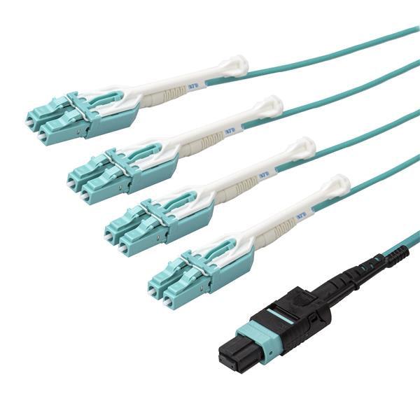 Startech.Com Mpo/Mtp To Lc Breakout Cable - Plenum-Rated - Om3, 40Gb - Push/Pull-Tab - 5 M (15 Ft.)