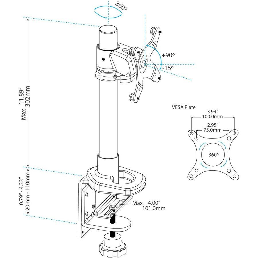 Startech.Com Single-Monitor Desk Mount - Height Adjustable - Steel