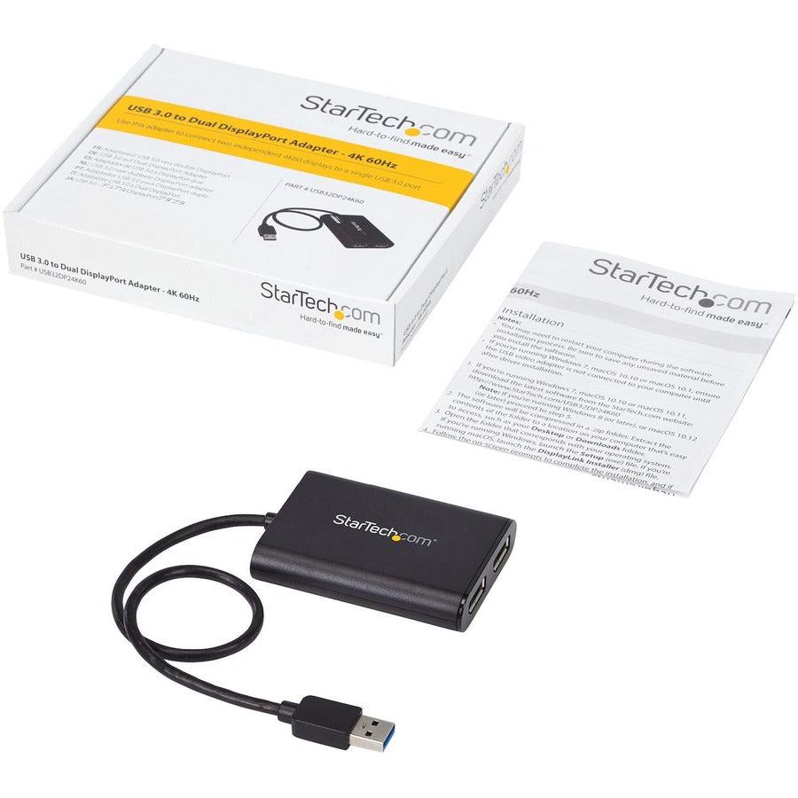 Startech.Com Usb 3.0 To Dual Displayport Adapter 4K 60Hz, Displaylink Certified, Video Converter With External Graphics Card, Mac & Pc, Limited Stock, See Similar Item Usba2Dpgb