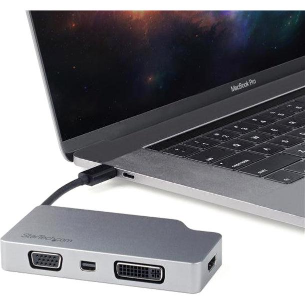 Startech.Com Usb C Multiport Video Adapter W/ Hdmi, Vga, Mini Displayport Or Dvi - Usb Type C Monitor Adapter To Hdmi 2.0 Or Mdp 1.2 (4K 60Hz) - Vga Or Dvi (1080P) - Space Gray Aluminum
