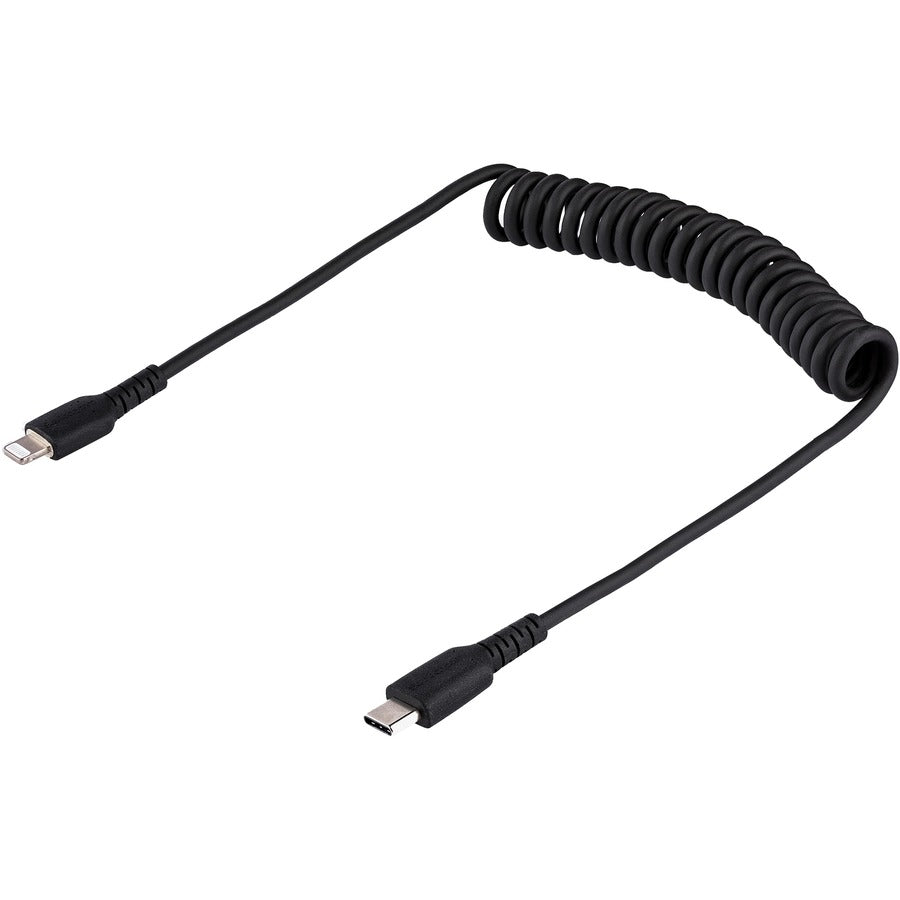 Startech.Com Usb C To Lightning Cable 20In / 50Cm, Mfi Certified, Coiled Iphone Charger Cable,