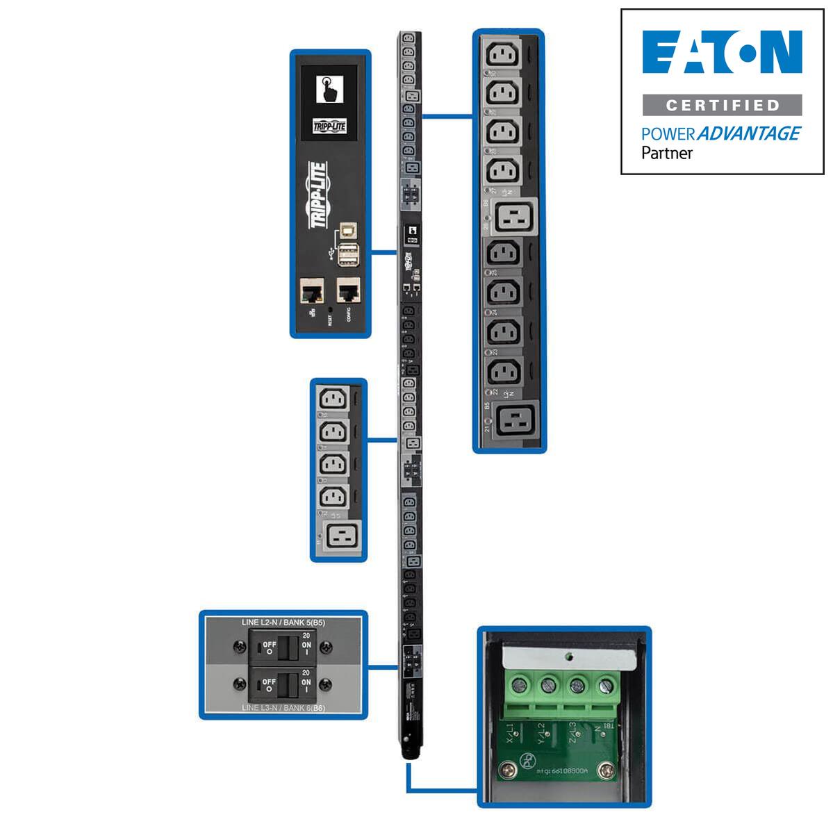 Switched Power Distribution Unit 28.8kW 3-Phase - Enterprise Data Center PDU | TecIsoft PDU3XEVSRHWB