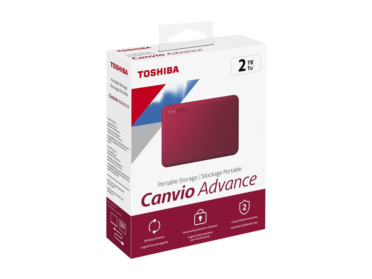 Toshiba 2Tb Canvio Advance Portable External Hard Drive Usb 3.0 Model Hdtca20Xr3Aa Red