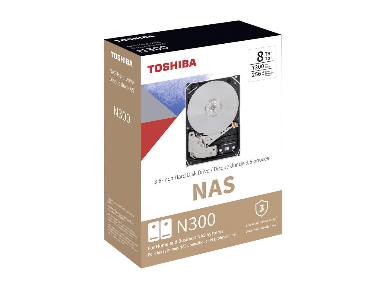 Toshiba N300 Hdwg180Xzsta 8Tb 7200 Rpm 256Mb Cache Sata 6.0Gb/S 3.5" High-Reliability Hard Drive