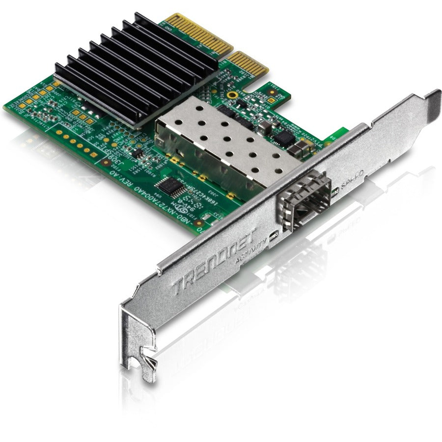 TRENDnet 10 Gigabit PCIe SFP+ Network Adapter, Convert A PCIe Slot Into A 10G SFP+ Slot, Supports 802.1Q, Standard & Low-Profile Brackets Included, Compatible With Windows & Linux, Black, TEG-10GECSFP