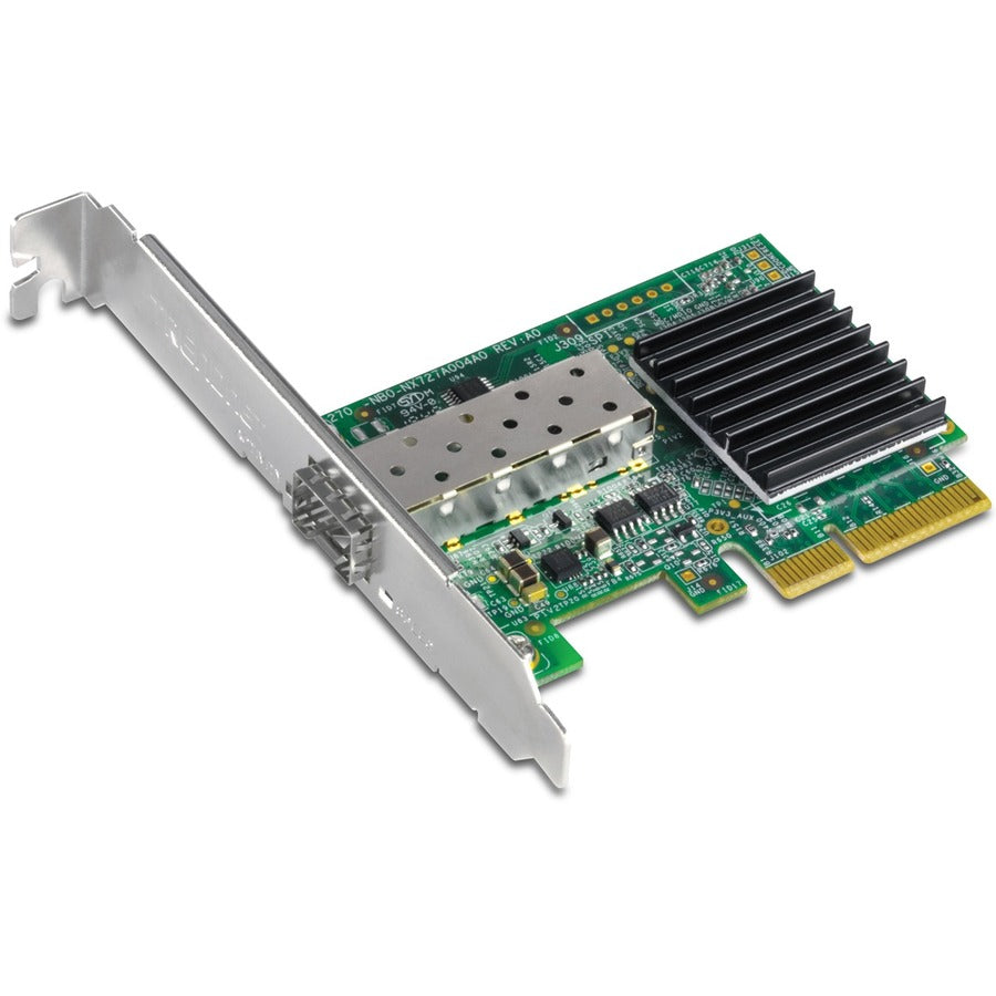 TRENDnet 10 Gigabit PCIe SFP+ Network Adapter, Convert A PCIe Slot Into A 10G SFP+ Slot, Supports 802.1Q, Standard & Low-Profile Brackets Included, Compatible With Windows & Linux, Black, TEG-10GECSFP