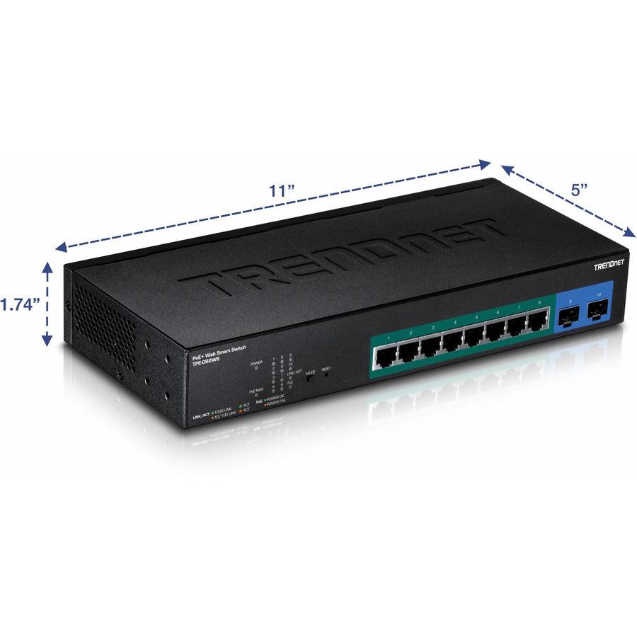 TRENDnet TPE-082WS 10-Port Gigabit Web Smart PoE+ Switch