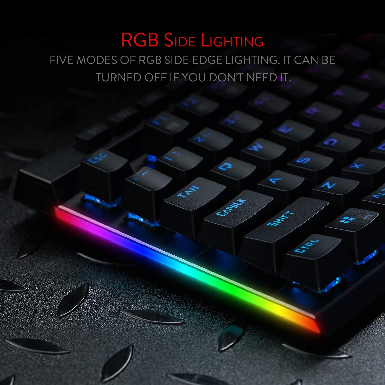Tecisoft K580 Vata Rgb Led Backlit Mechanical Gaming Keyboard, 104 Keys Anti-Ghosting Gamer Keyboard With Blue Tactile Mechanical Switches