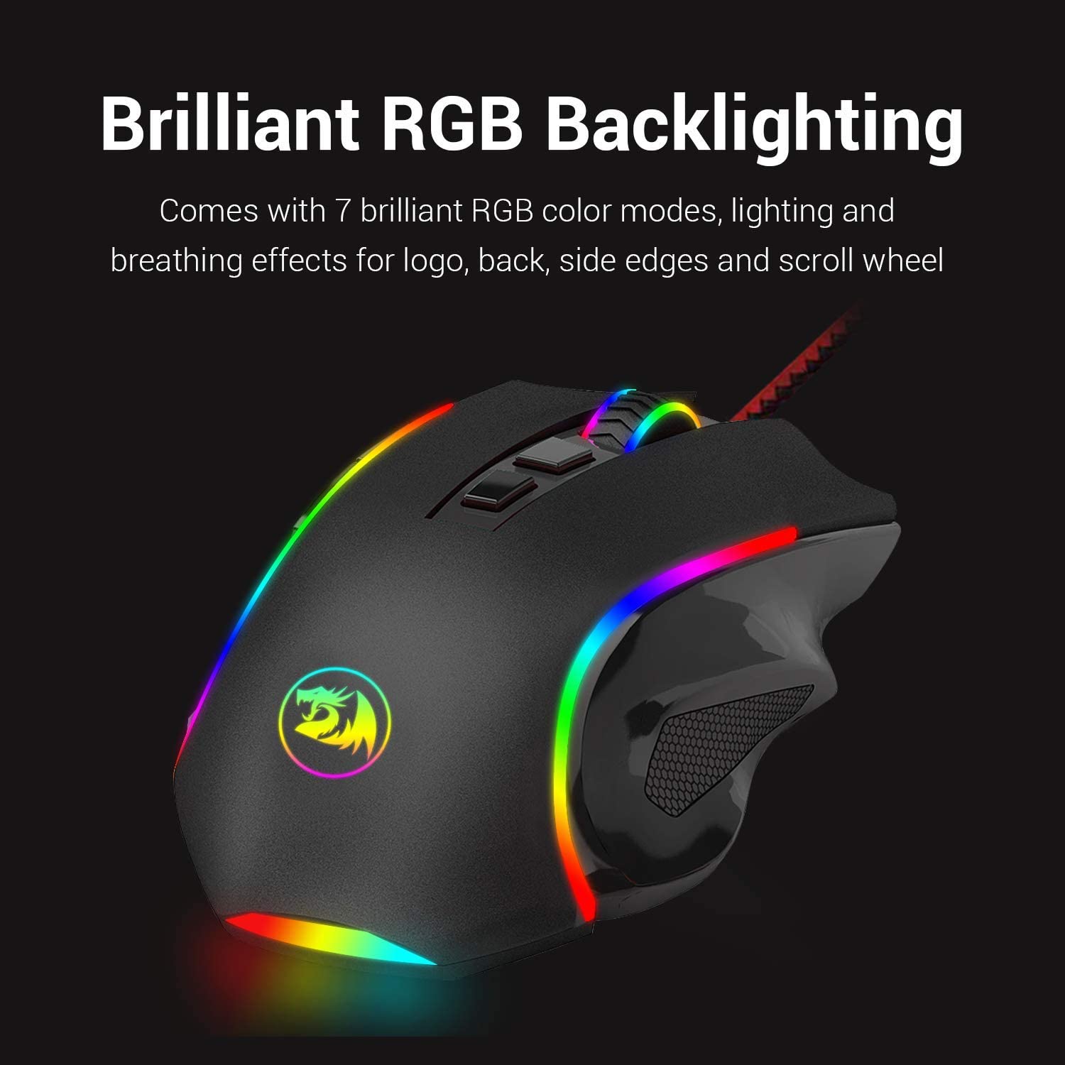 Tecisoft M602 Rgb Wired Gaming Mouse Rgb Spectrum Backlit Ergonomic Mouse Griffin Programmable With 7 Backlight Modes