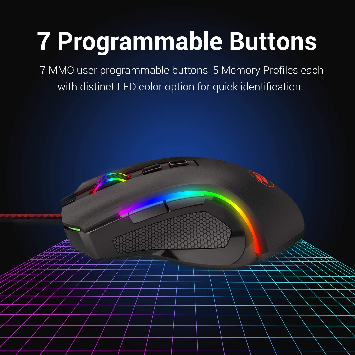 Tecisoft M602 Rgb Wired Gaming Mouse Rgb Spectrum Backlit Ergonomic Mouse Griffin Programmable With 7 Backlight Modes