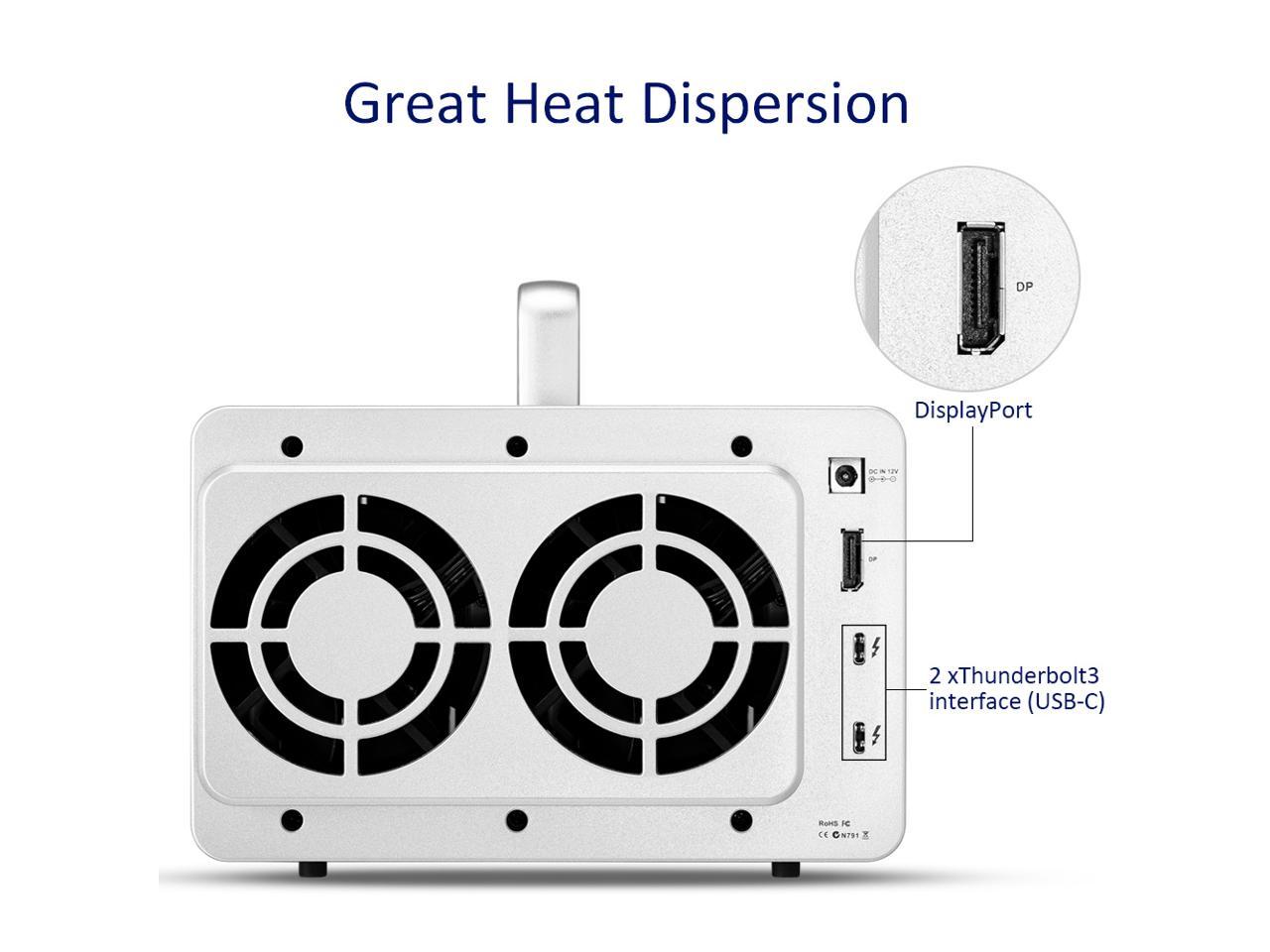 Terramaster D4 Thunderbolt 3 Professional-Grade 4-Bay External Hard Drive Enclosure Raid 0/Raid1/Jbod Hard Disk Raid Storage (Diskless)