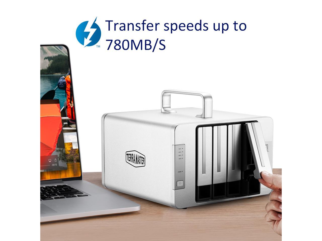 Terramaster D4 Thunderbolt 3 Professional-Grade 4-Bay External Hard Drive Enclosure Raid 0/Raid1/Jbod Hard Disk Raid Storage (Diskless)