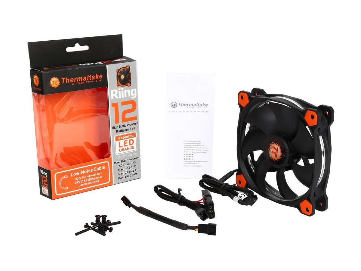Thermaltake Riing 12 Series High Static Pressure 120Mm Circular Orange Led Ring Case/Radiator Fan Cl-F038-Pl12Or-A