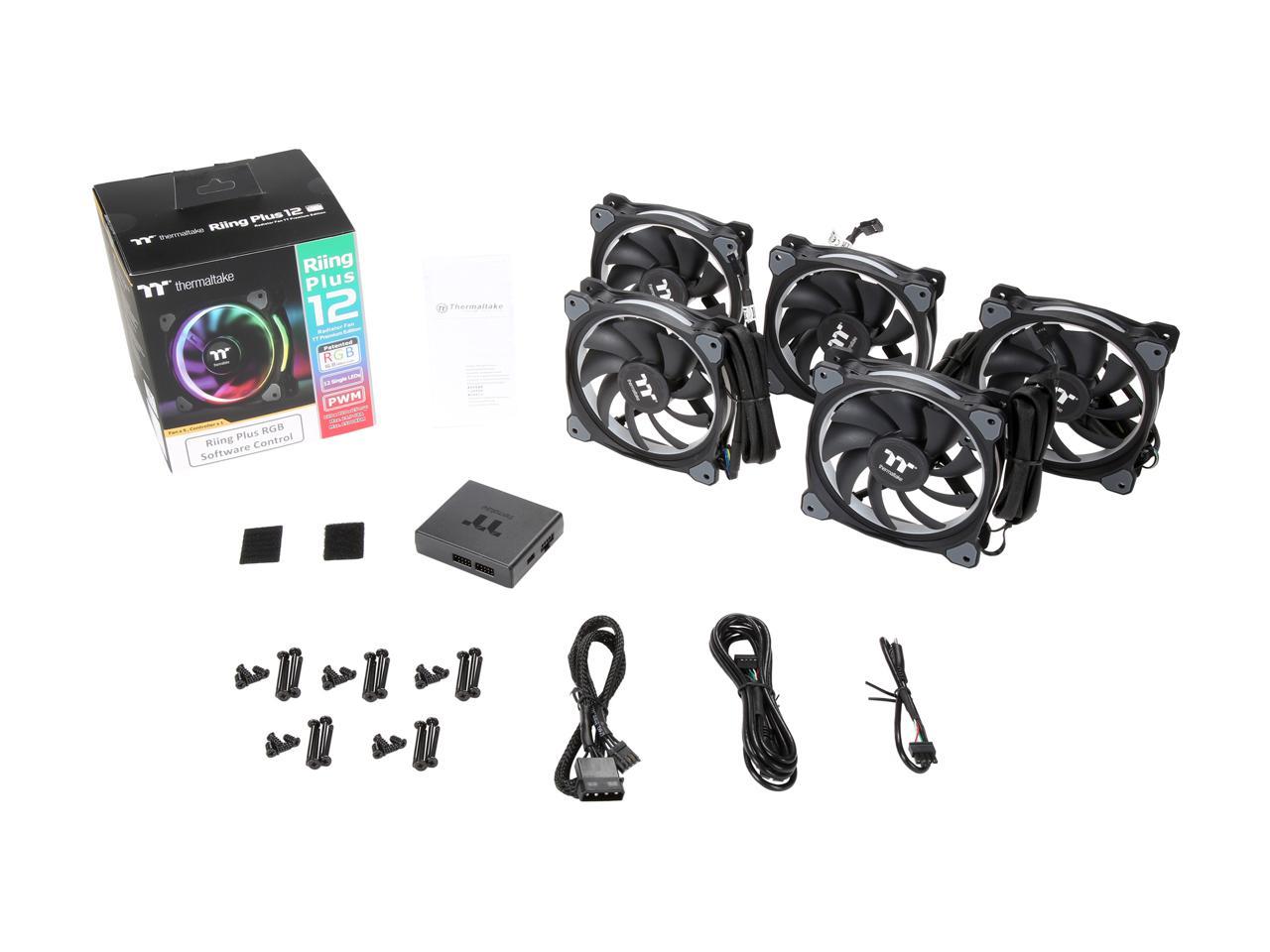 Thermaltake Riing Plus 12 Rgb Radiator Fan Tt Premium Edition (5 Fan Pack) Cl-F054-Pl12Sw-A 120Mm