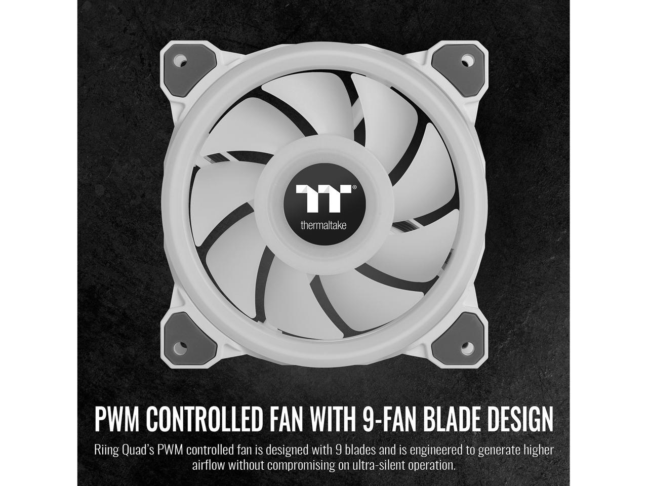 Thermaltake Riing Quad 120Mm 16.8 Million Rgb Color (Alexa, Razer Chroma) Software Enabled 4 Light Cl-F100-Pl12Sw-C