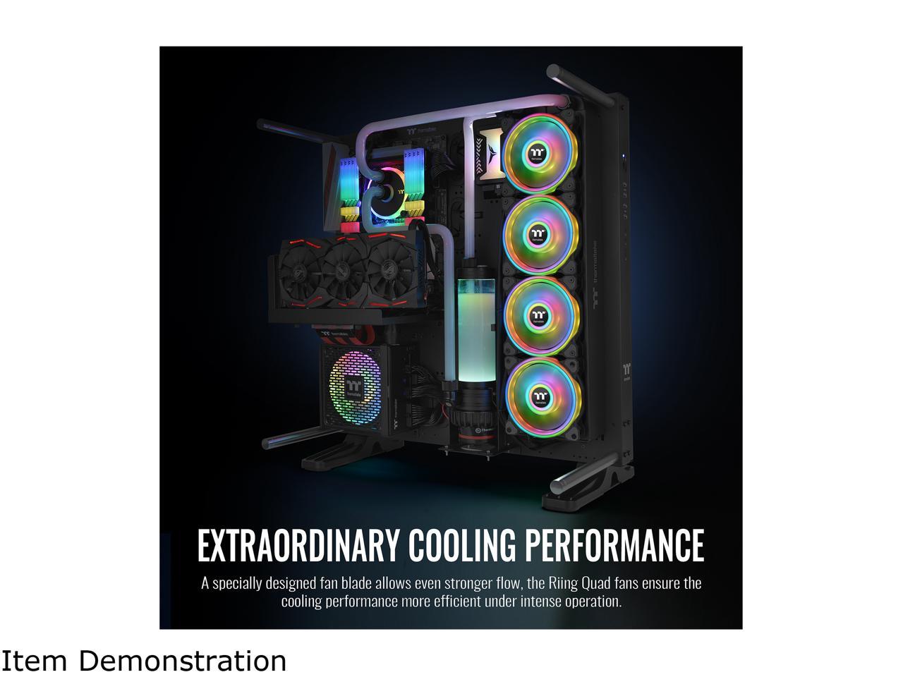 Thermaltake Riing Quad 120Mm 16.8 Million Rgb Color (Alexa, Razer Chroma) Software Enabled 4 Light Cl-F100-Pl12Sw-C