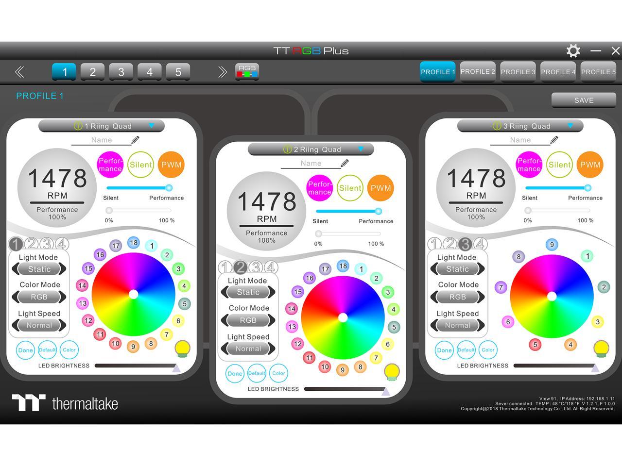 Thermaltake Riing Quad 120Mm 16.8 Million Rgb Color (Alexa, Razer Chroma) Software Enabled 4 Light Cl-F100-Pl12Sw-C