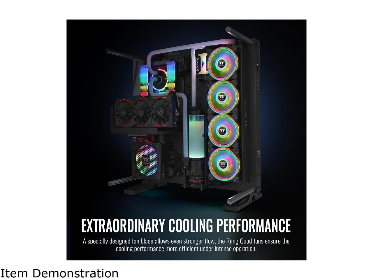 Thermaltake Riing Quad 140Mm 16.8 Million Rgb Color (Alexa, Razer Chroma) Software Enabled 4 Light Cl-F101-Pl14Sw-C
