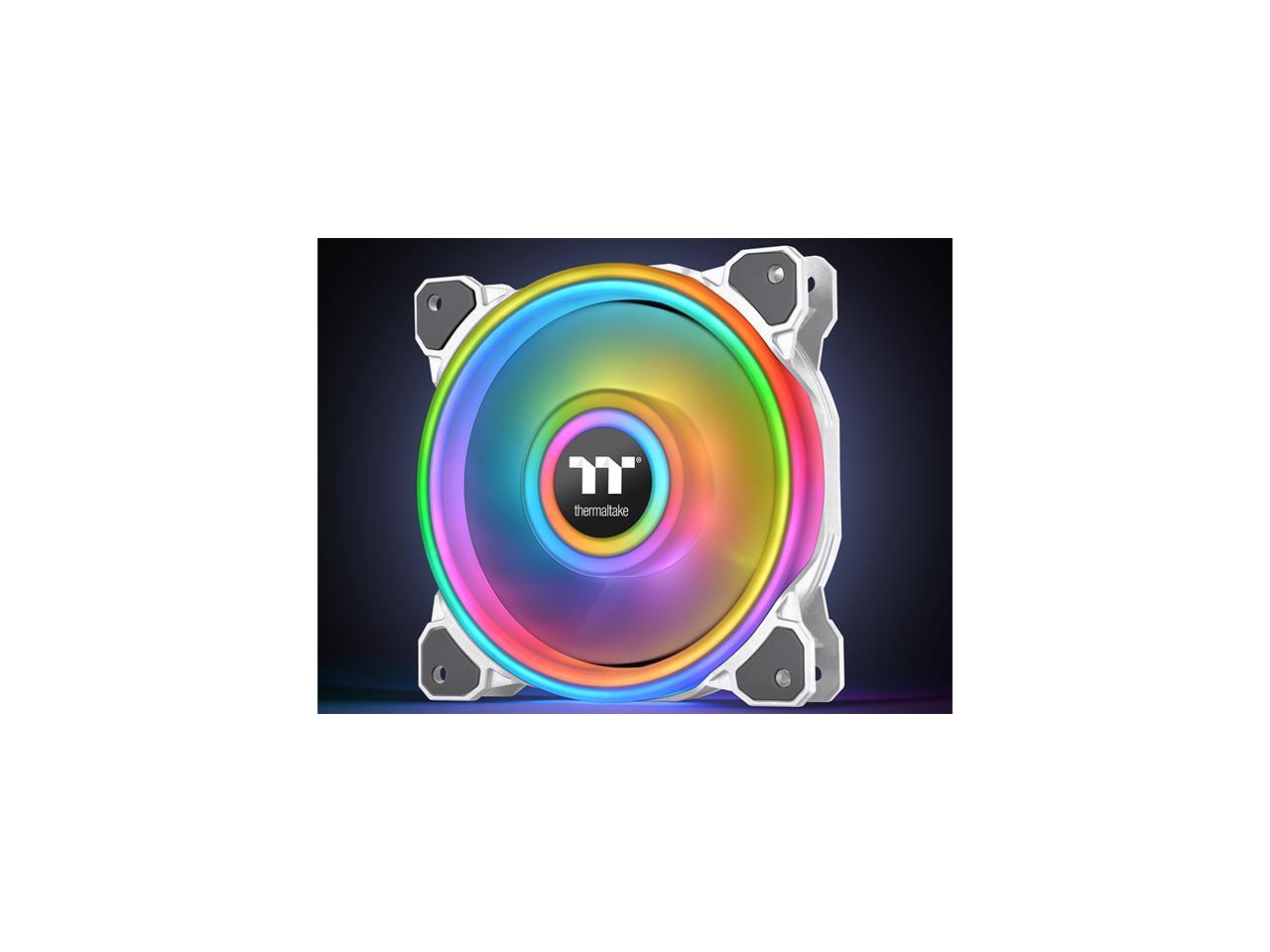 Thermaltake Riing Quad Cl-F101-Pl14Sw-B 140Mm Rgb Led Radiator Fan White 3 Pack