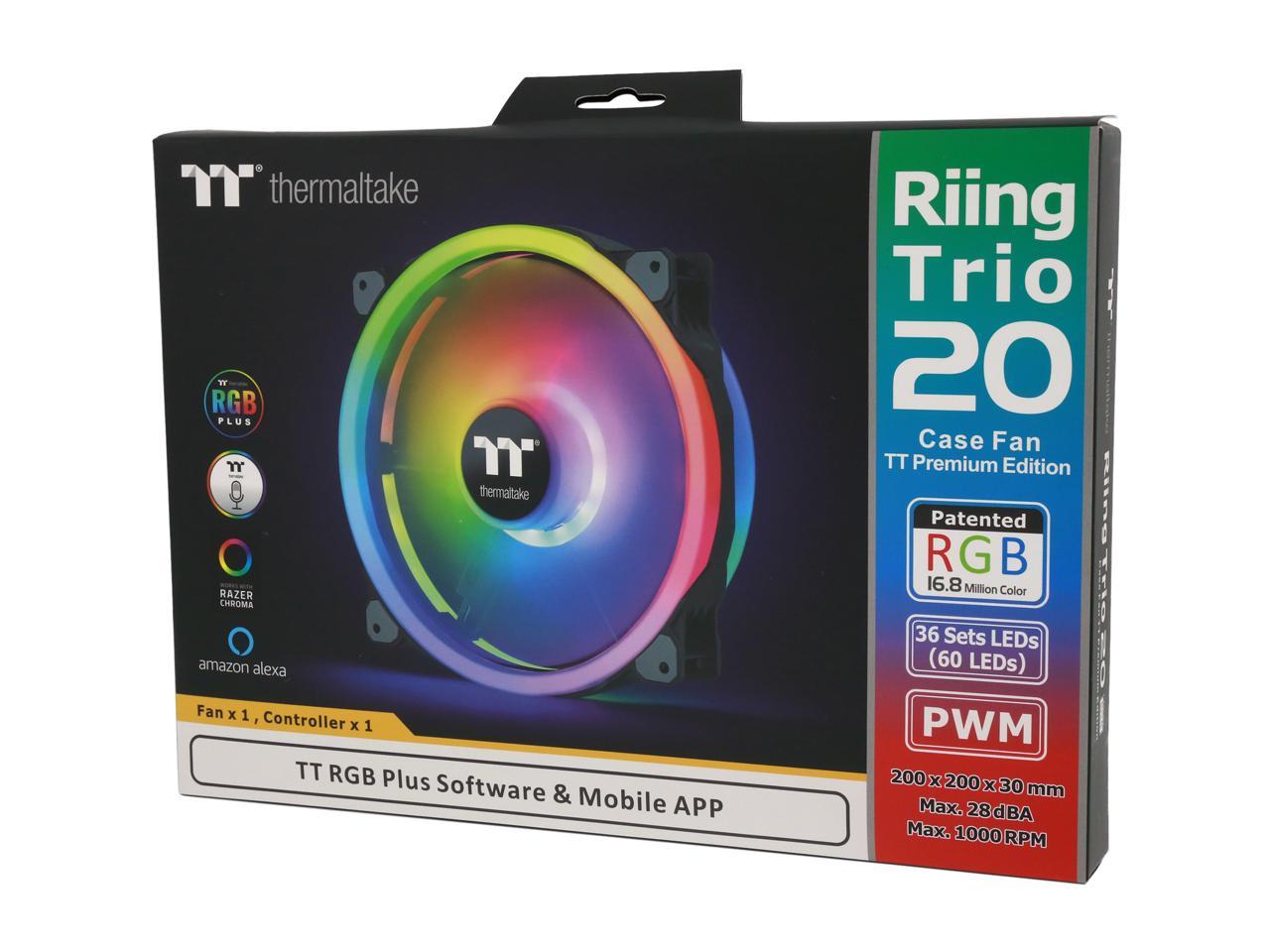 Thermaltake Riing Trio 20 Rgb Cl-F083-Pl20Sw-A 200Mm Addressable Rgb Led Case Fan