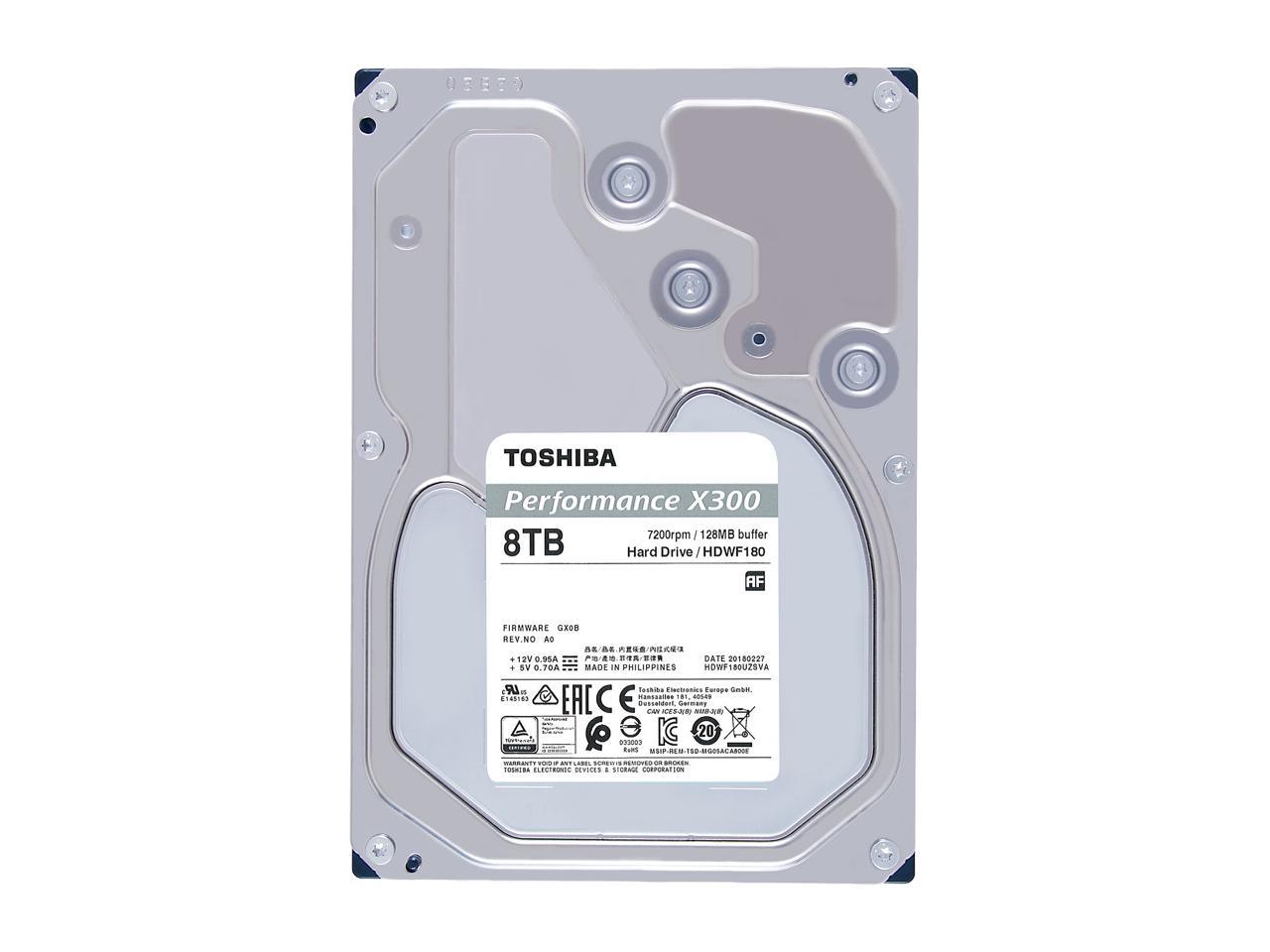 Toshiba X300 8Tb Performance & Gaming Internal Hard Drive 7200 Rpm Sata 6Gb/S 128Mb Cache 3.5 Inch - Hdwf180Xzsta (Retail Package)