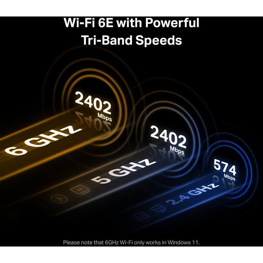 Tp-Link Archer Txe72E Ieee 802.11Ax Bluetooth 5.2 Tri Band Wi-Fi/Bluetooth Combo Adapter For Gaming Controller/Headphone/Keyboard/Desktop Computer