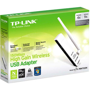 TP-LINK TL-WN722N Wireless N150 High Gain USB Adapter,150Mbps, w/4 dBi High Gain Detachable Antenna, IEEE 802.1b/g/n, WEP, WPA/WPA2
