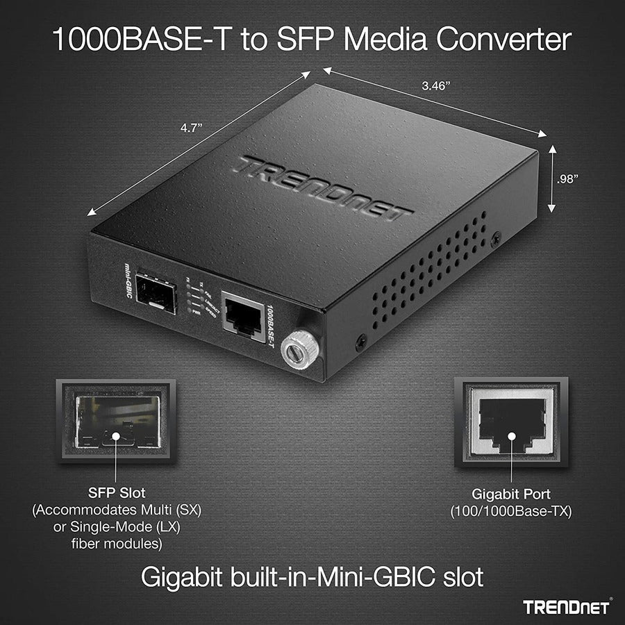 Trendnet Tfc-1000Mga Network Media Converter Internal 1000 Mbit/S Multi-Mode Black, Silver