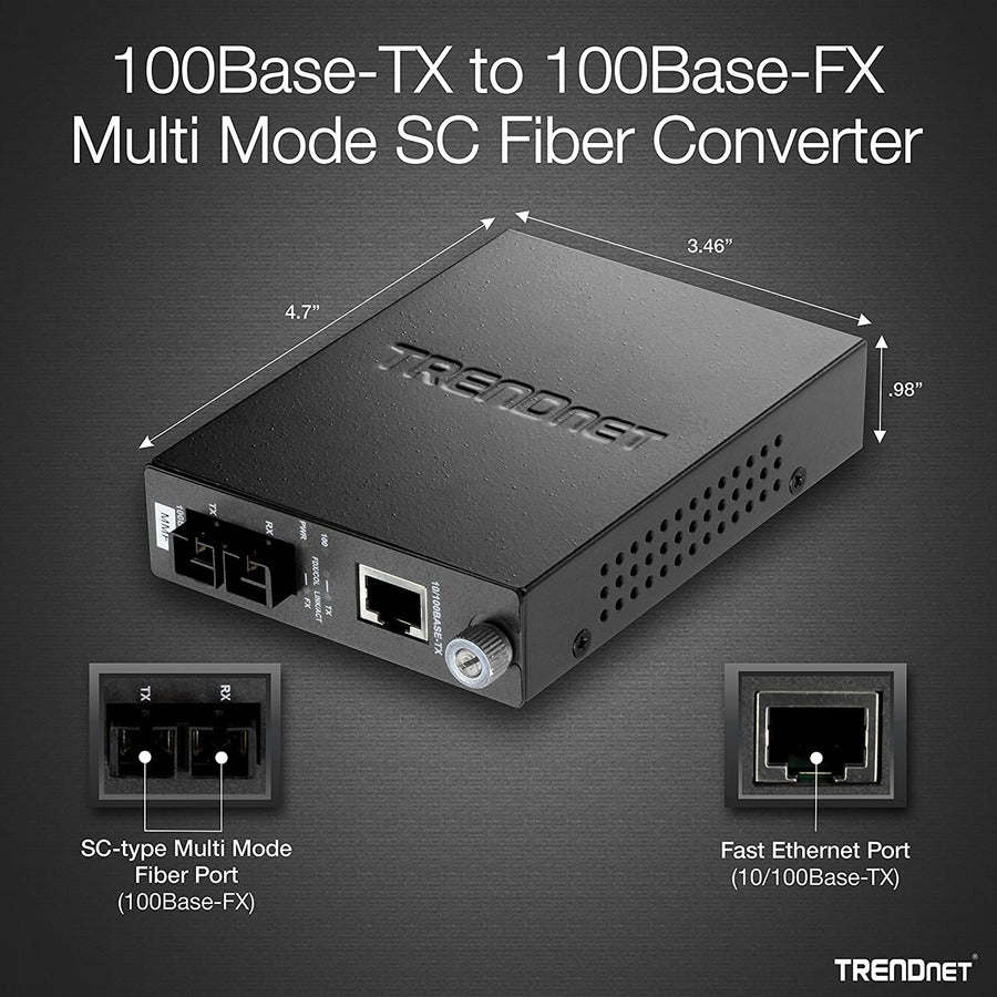 Trendnet Tfc-110Msc Network Media Converter 200 Mbit/S 1300 Nm Multi-Mode
