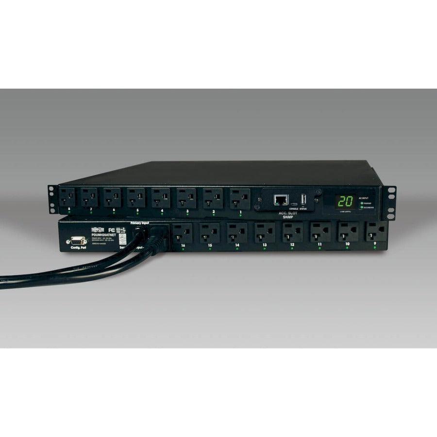 Tripp Lite 1.9Kw Single-Phase Ats / Switched Pdu, 120V (16 5-15/20R), 2 L5-20P / 5-20P Inputs, 2X 3.66 M (12-Ft.) Cords, 1U Rack-Mount