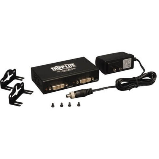 Tripp Lite 2-Port Dvi Splitter With Audio And Signal Booster, Single-Link 1920X1200 At 60Hz/1080P (Dvi F/2Xf)
