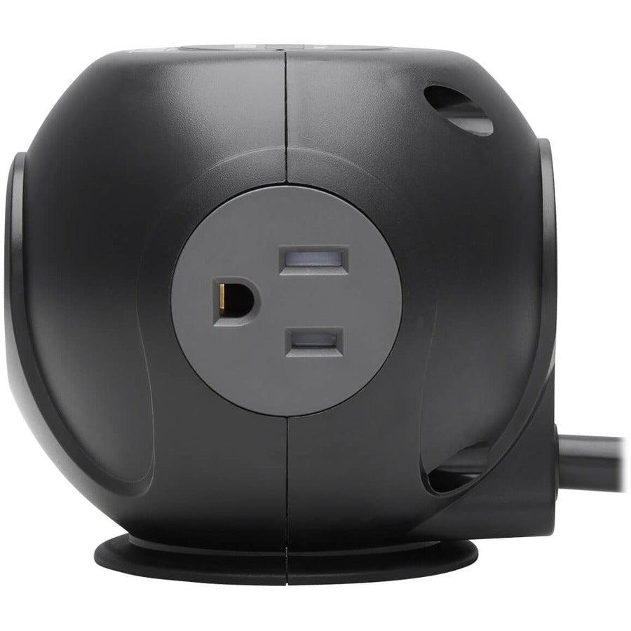 Tripp Lite 3-Outlet Spherical Surge Protector, 4 Usb Ports (4.8A Shared) - 6-Ft. (1.83 M) Cord, 5-15P Plug, 540 Joules, Black