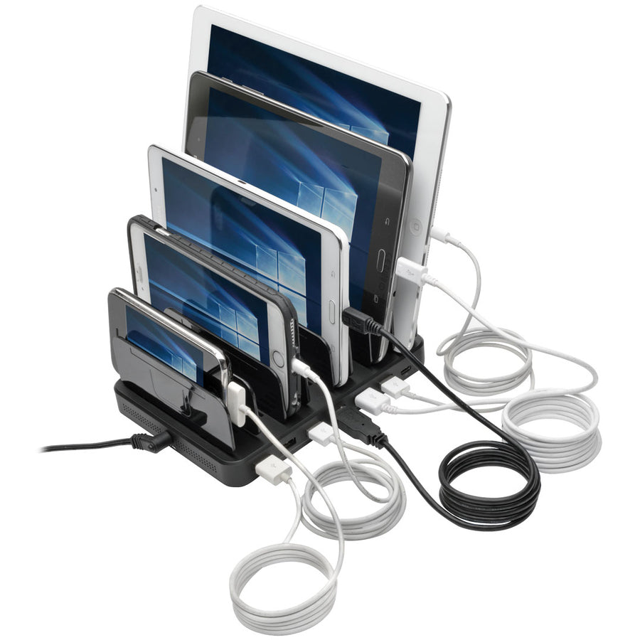Tripp Lite 7-Port Usb Charging Station W/Quick Charge 3.0, Usb-C Port, Device Storage, 5V 4A (60W) Usb Charge Output
