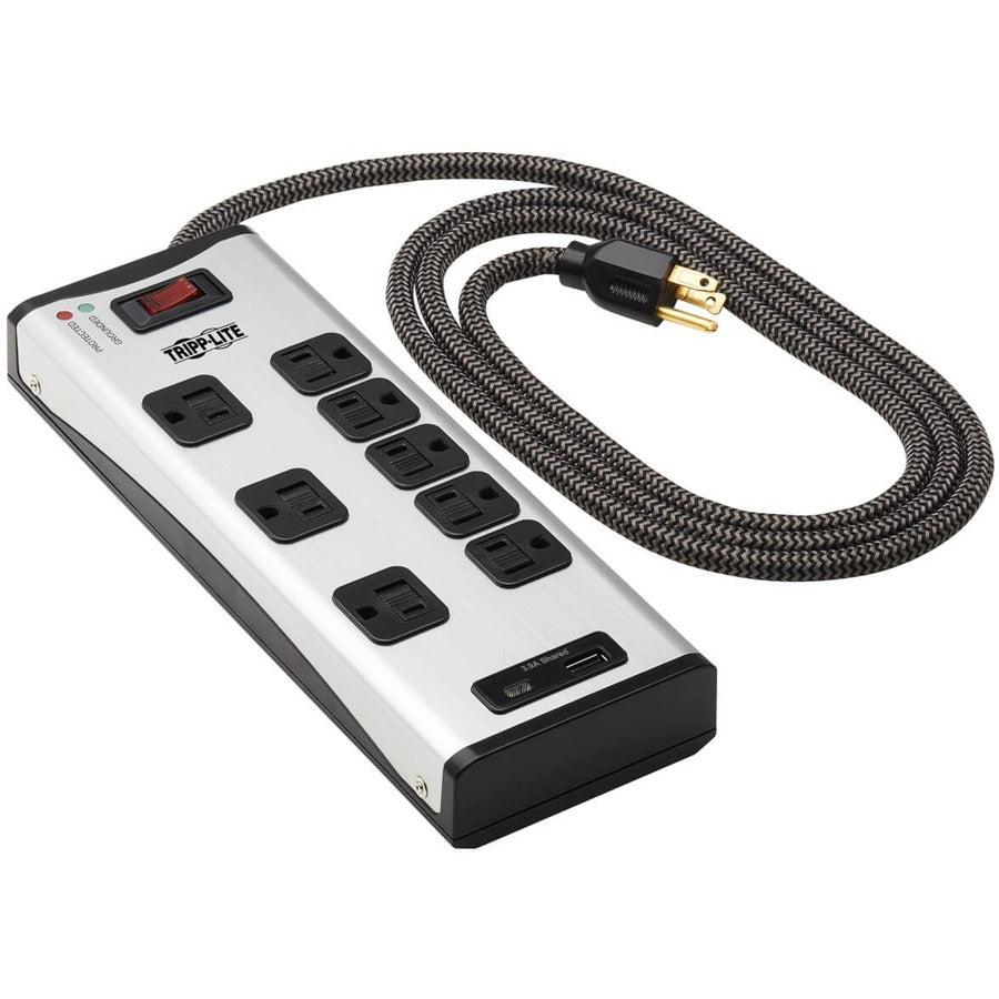 Tripp Lite 8-Outlet Surge Protector With 1 Usb-A And 1 Usb-C (3.9A Shared) - 8 Ft. Cord, 2100 Joules, Metal Housing